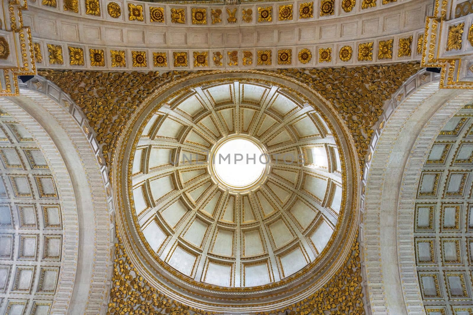 The gilded, ornate dome of the Catholic Church of the Virgin Mary in Nazare, Portugal