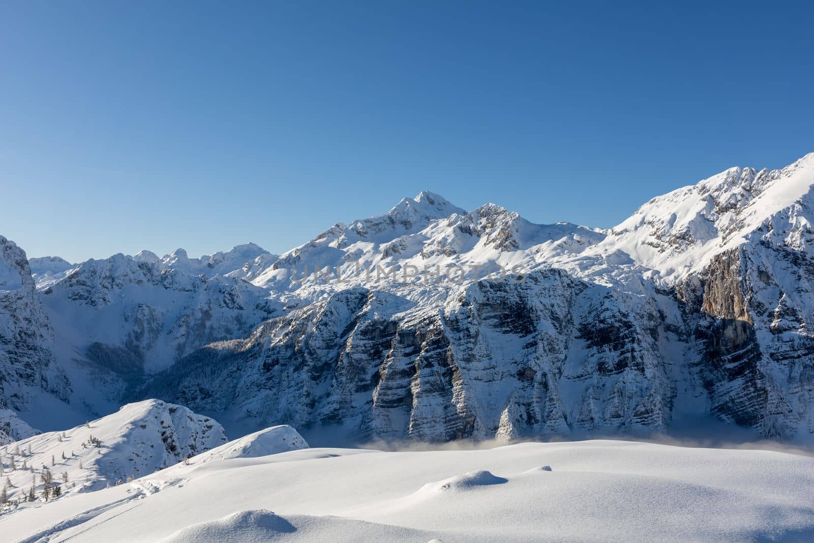 Winter mountains covered with snow beautiful landscape by Chechotkin