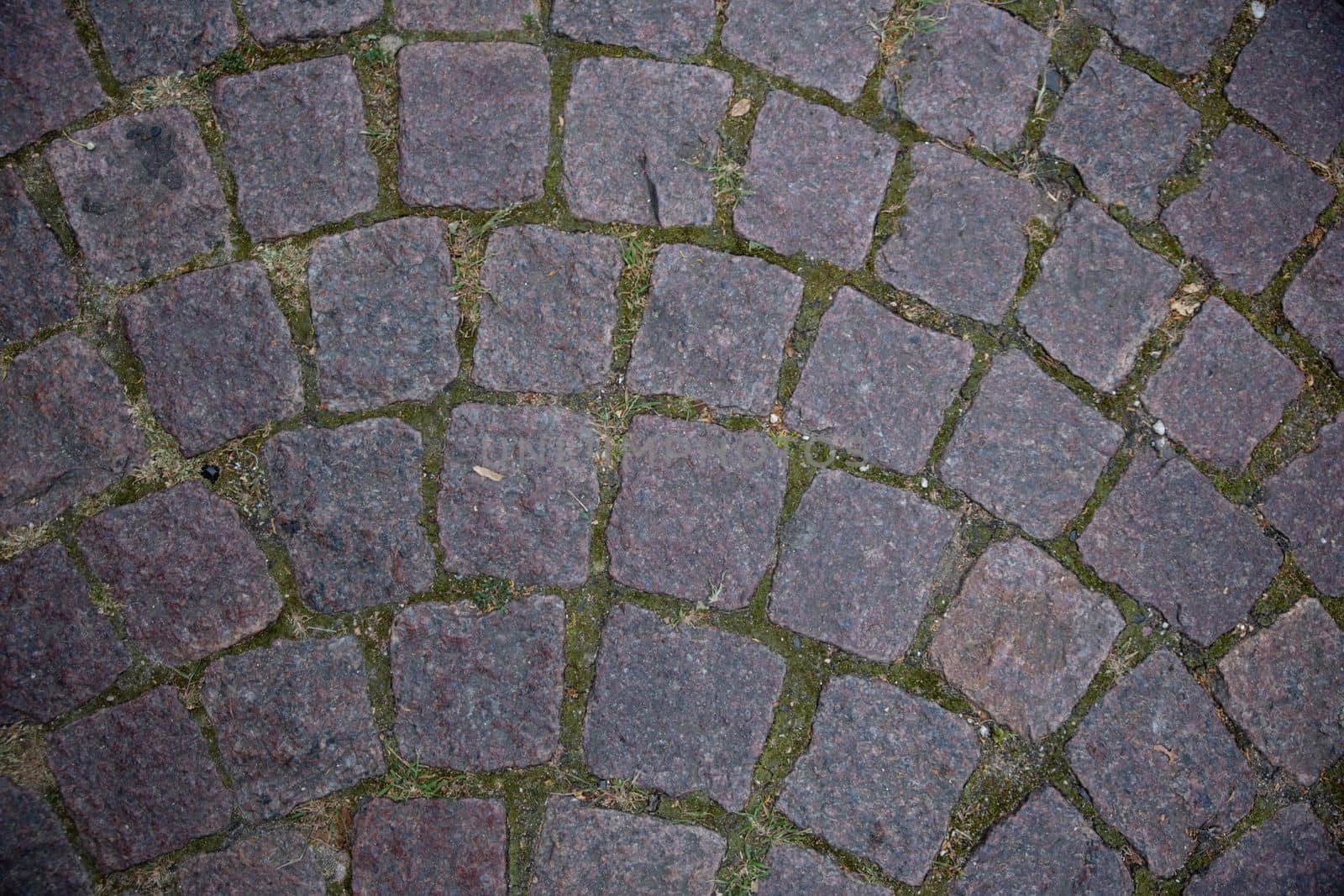 a road made of some squre stone with some dry leafs. Stone patio tiles. Texture Figured Paving Slabs. seamless texture. high resolution. Coating with modern textured paving tiles of square shape. Paving slabs close up as a background. Pavement top view. Pavement texture. Background of old cobblestone pavement close-up. Pavement road stone. Texture of the modern street architecture. View from above. Round Manhole Cover Utility Shaft by Costin