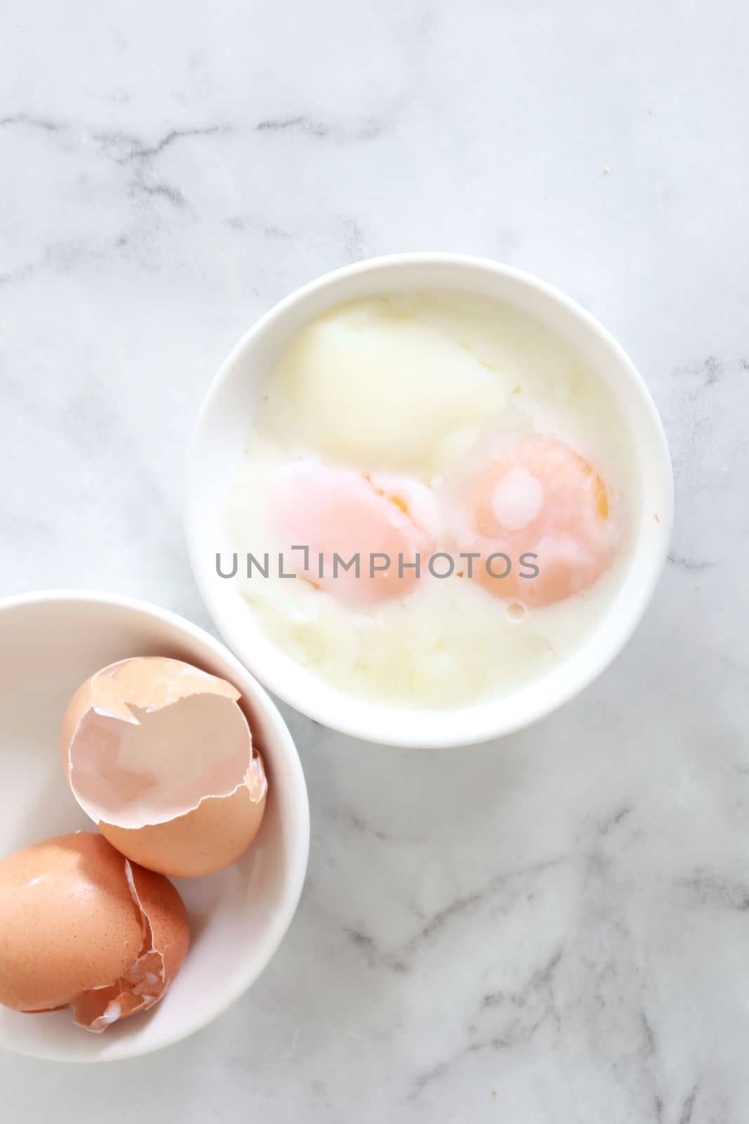 half boiled eggs in the plate close up ,,