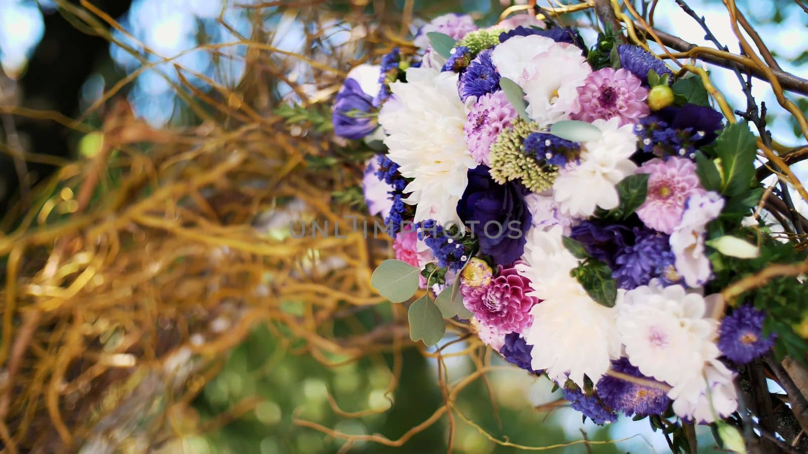 wedding decoration, decoration of the wedding ceremony, wedding decorations made from real flowers. wedding flower arrangements. High quality photo