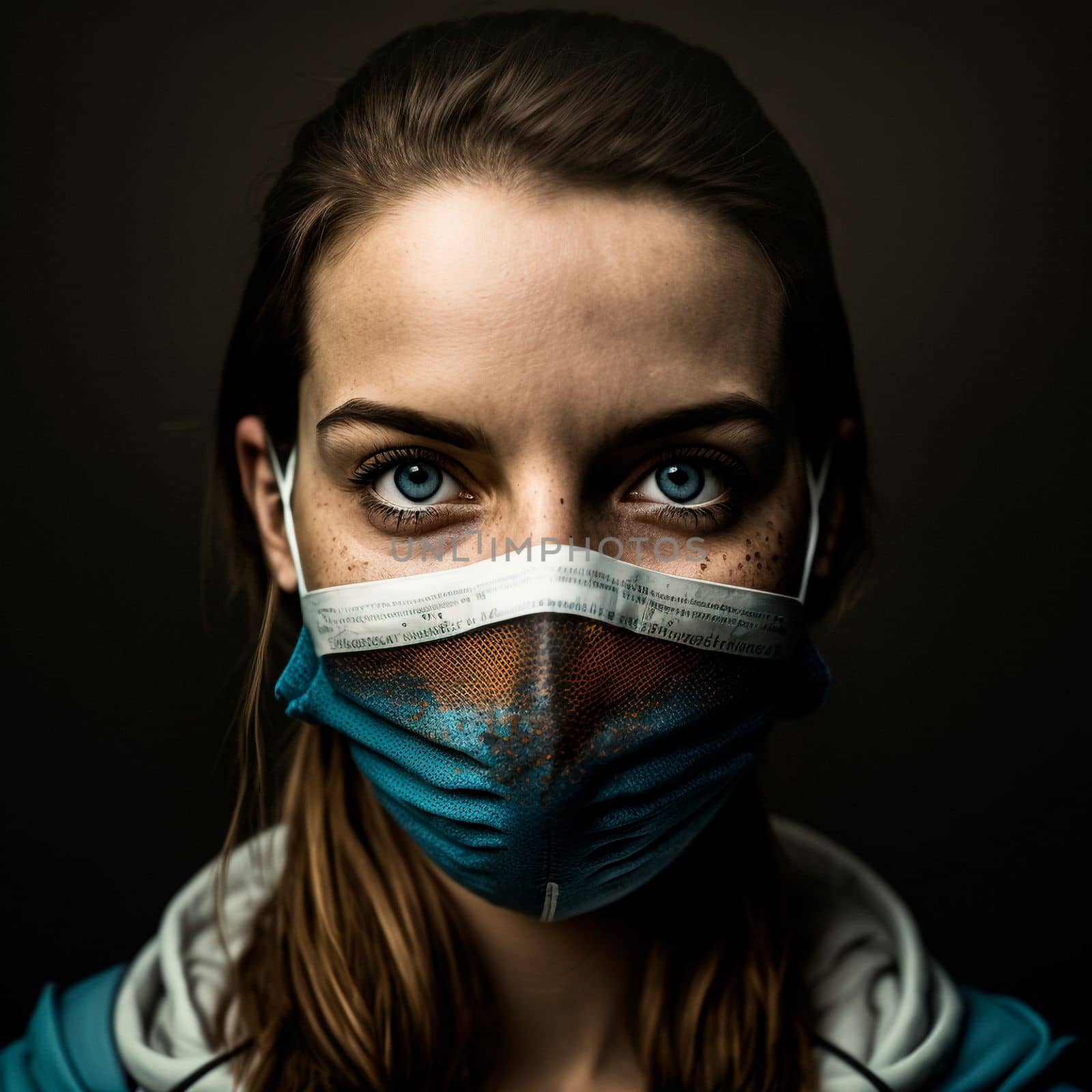 Image of a girl in an antiviral mask. High quality illustration