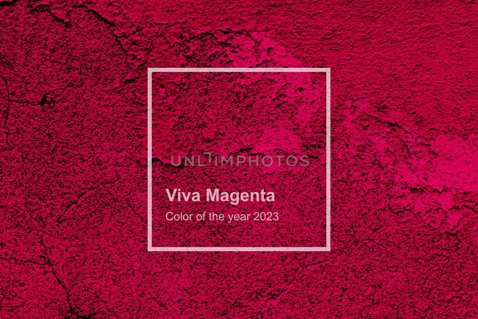 Viva Magenta toned colour grunge decorative navy dark wall background. Art rough stylized texture banner trendy color 2023. Grunge Viva Magenta color texture