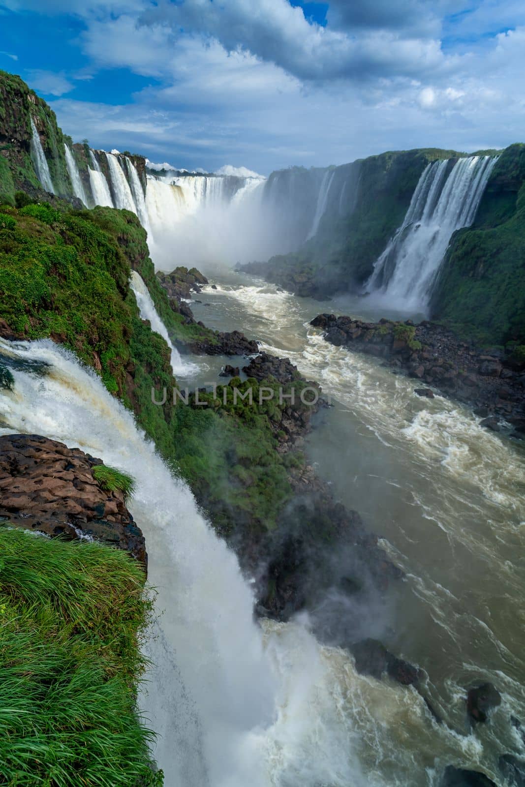 Iguazu Falls on the border of Brazil and Argentina in South America. 