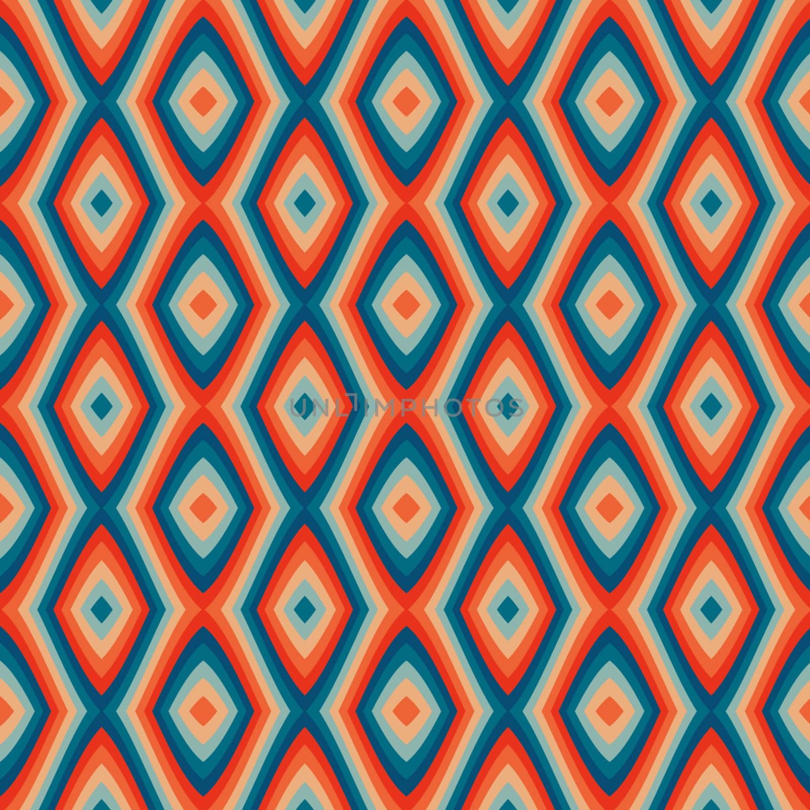 Retro kaleidoscope pattern in the style of the 70s and 60s. Geometric vintage pattern