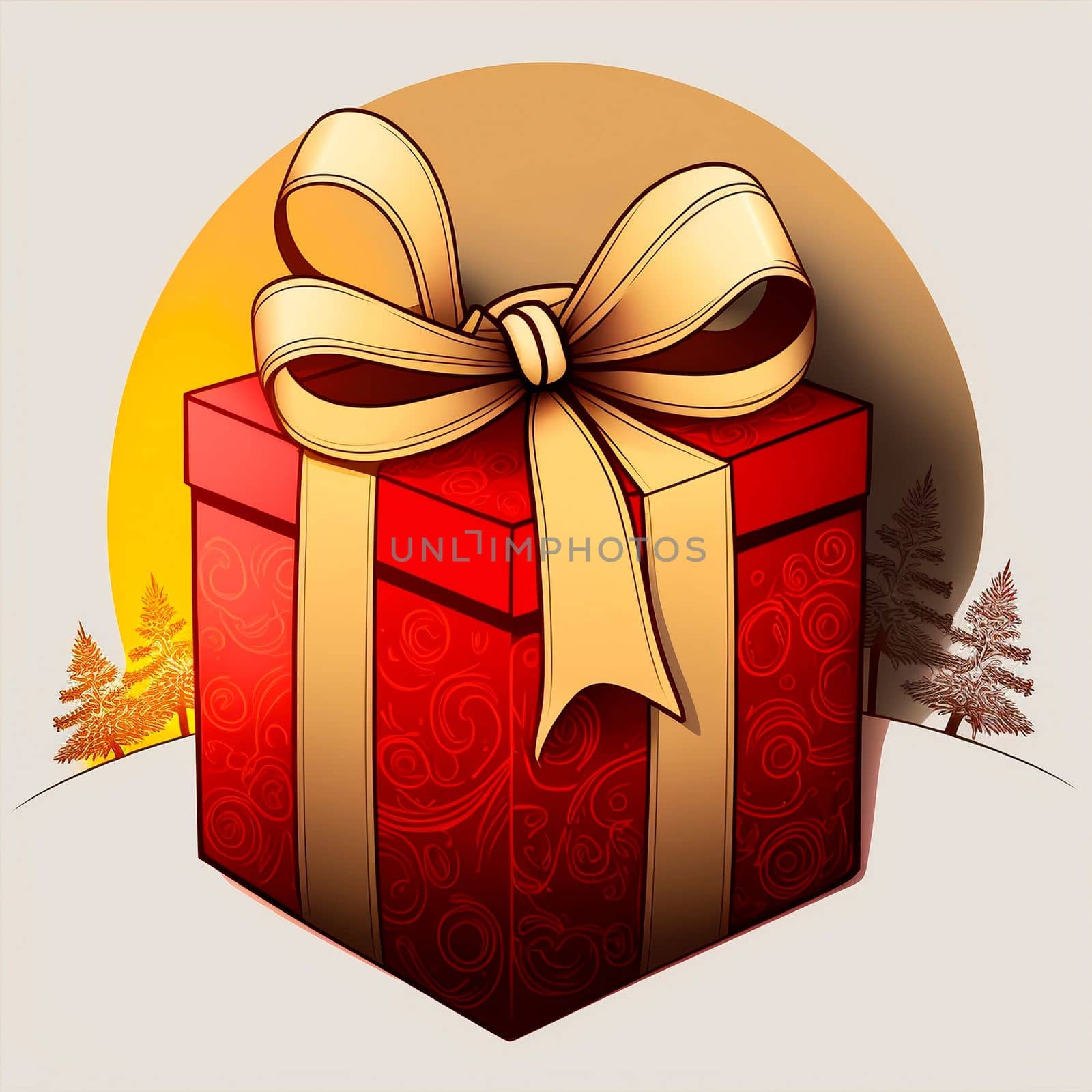 Colorful illustration of a Christmas gift. High quality illustration