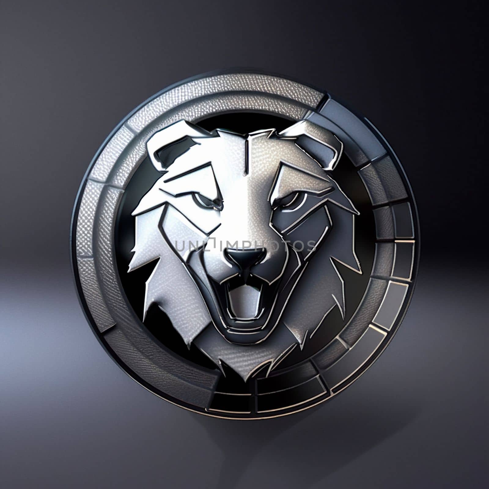 animal logo on a metal token. High quality illustration