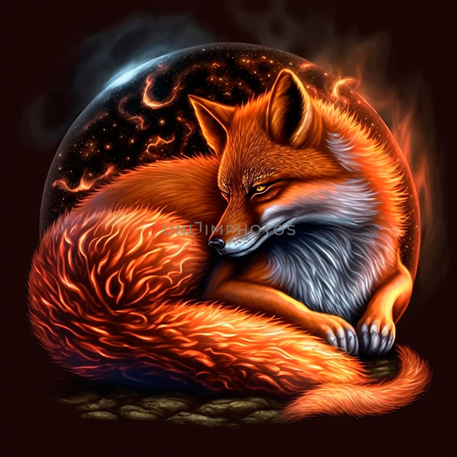 Abstract illustration of a fiery fox by NeuroSky