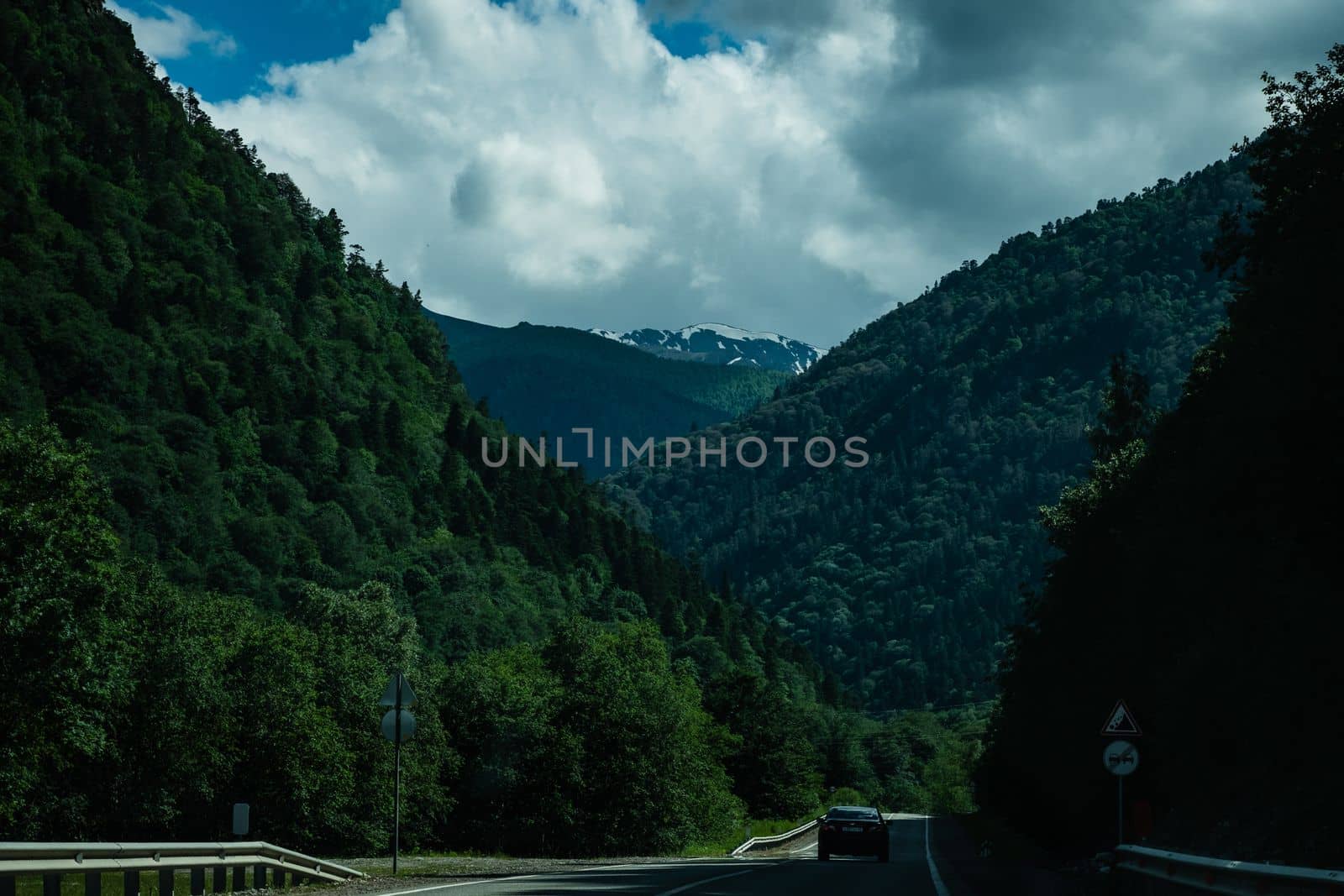 Picturesque road to mountains. High quality photo