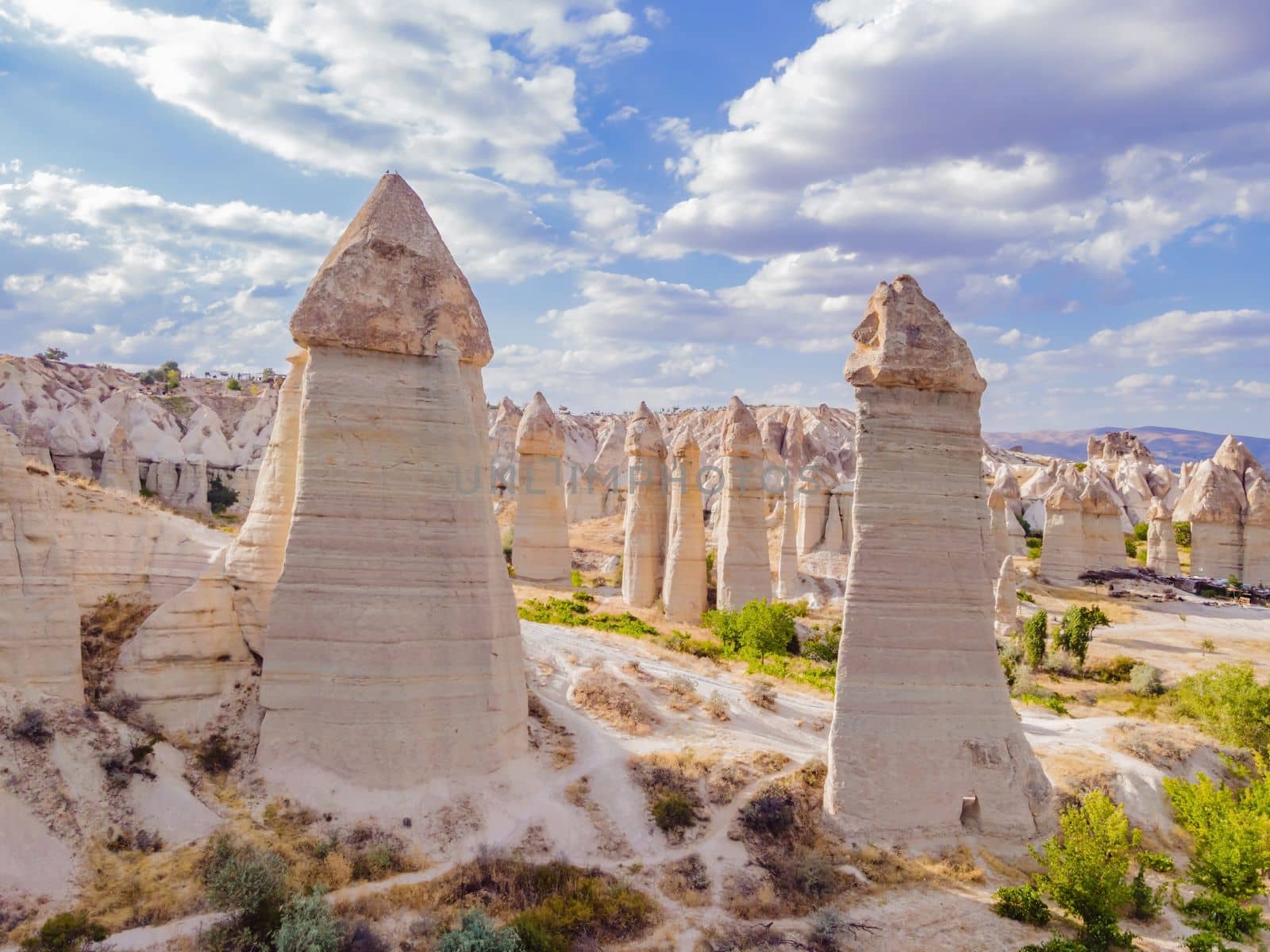 Unique geological formations in Love Valley in Cappadocia, popular travel destination in Turkey by galitskaya