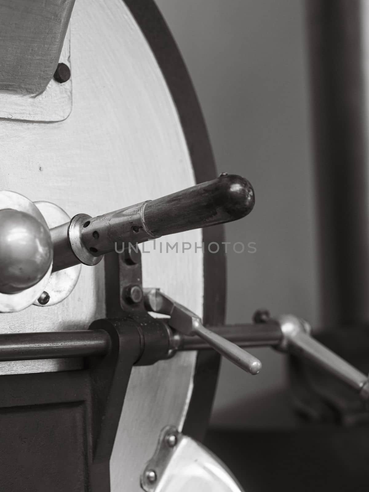 vintage old coffee roaster cooking coffee beans