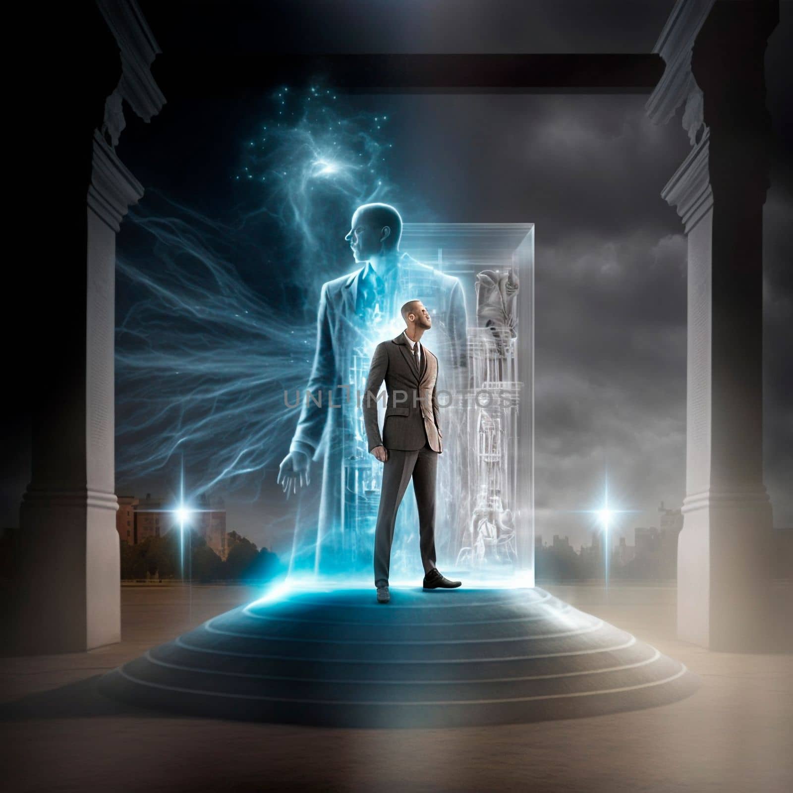 human holography, glow, becoming stronger, insight. High quality illustration