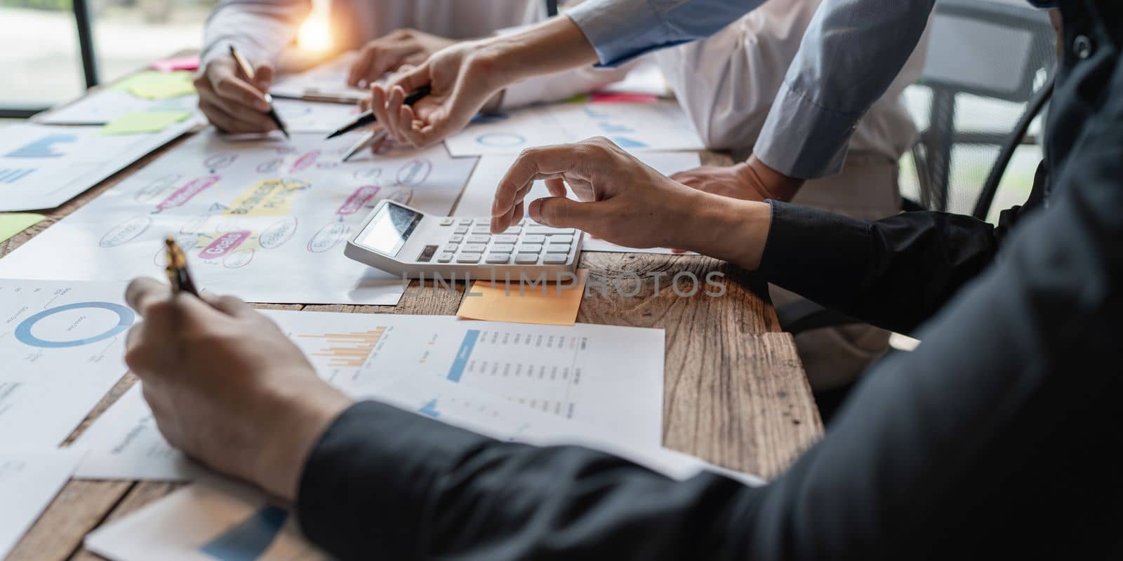 Group of Businesswoman and Accountant checking data document for investigation of corruption account. Anti Bribery concept.