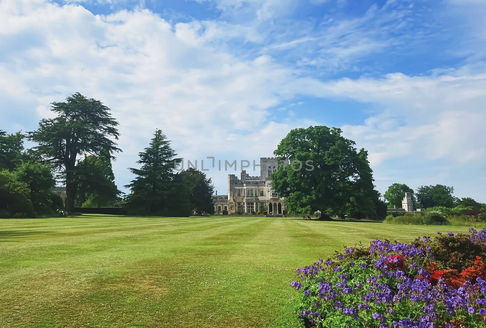 Ashridge House and gardens in summer, illustrative editorial by Anneleven