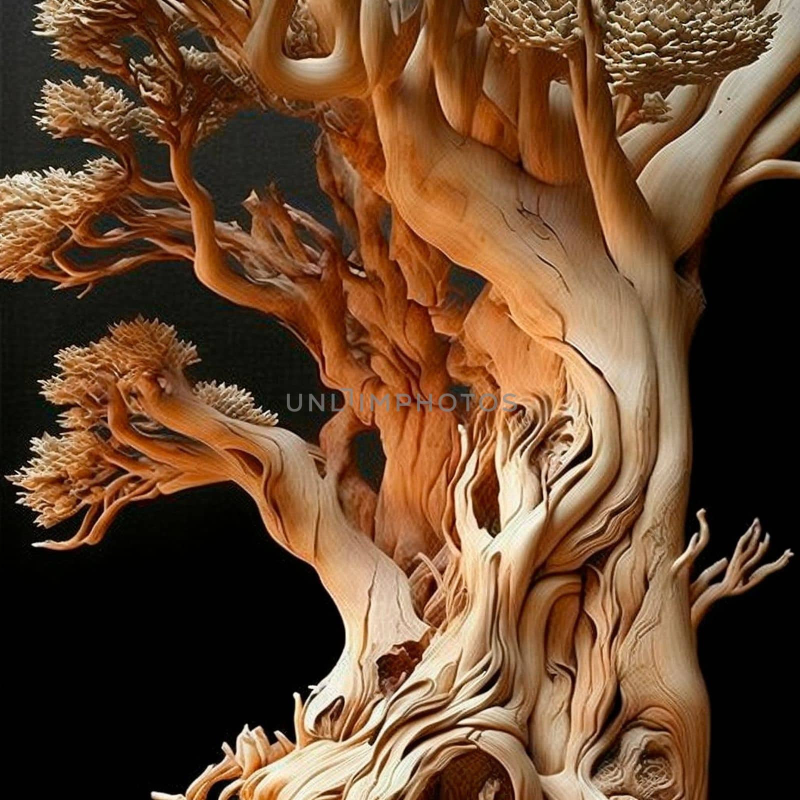 a mock-up of a tree carved out of wood by NeuroSky