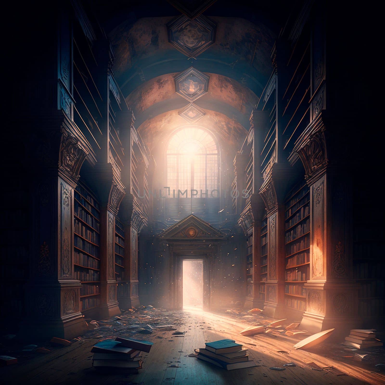 An old epic library. High quality illustration