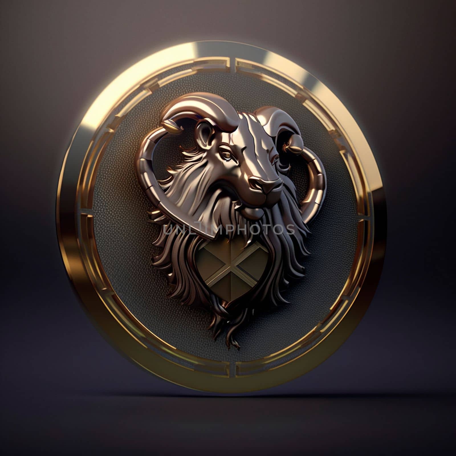 animal logo on a metal token. High quality illustration