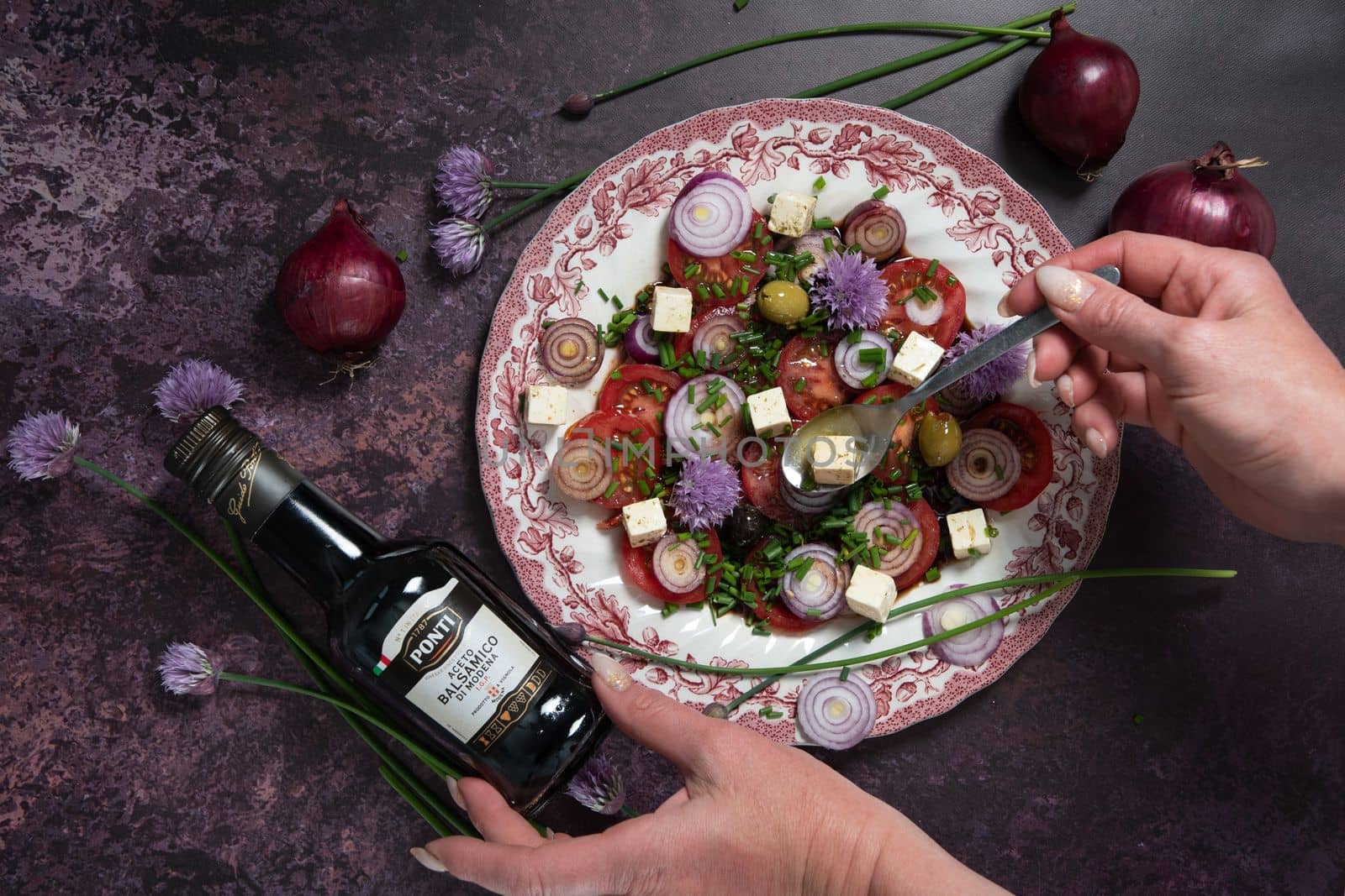 cherry tomato salad with purple onion and balsamic, As,Belgium, May 10, 2022 by KaterinaDalemans