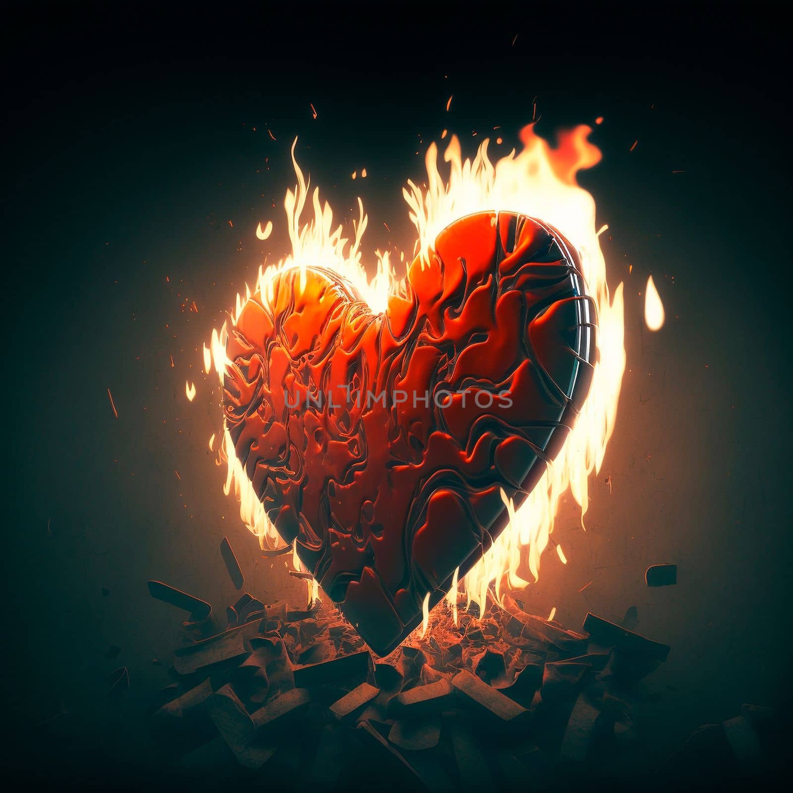 A heart in flames. High quality illustration