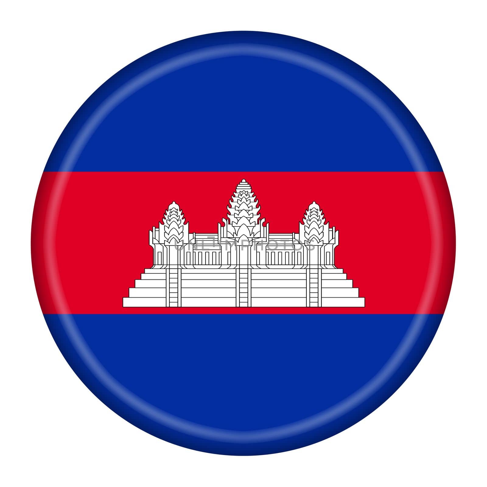 Cambodia button flag 3d illustration with clipping path by VivacityImages