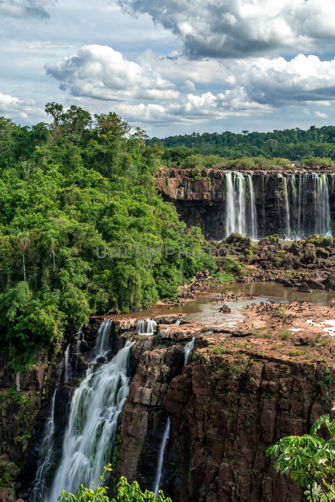 Iguazu Falls on the border of Brazil and Argentina in South America. the largest waterfall system on Earth by Edophoto