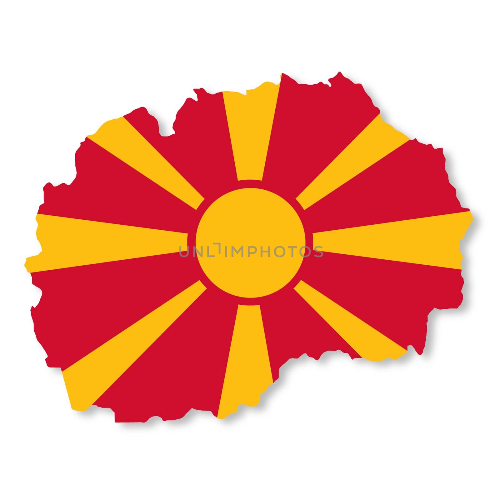 A North Macedonia flag map on white background with clipping path 3d illustration