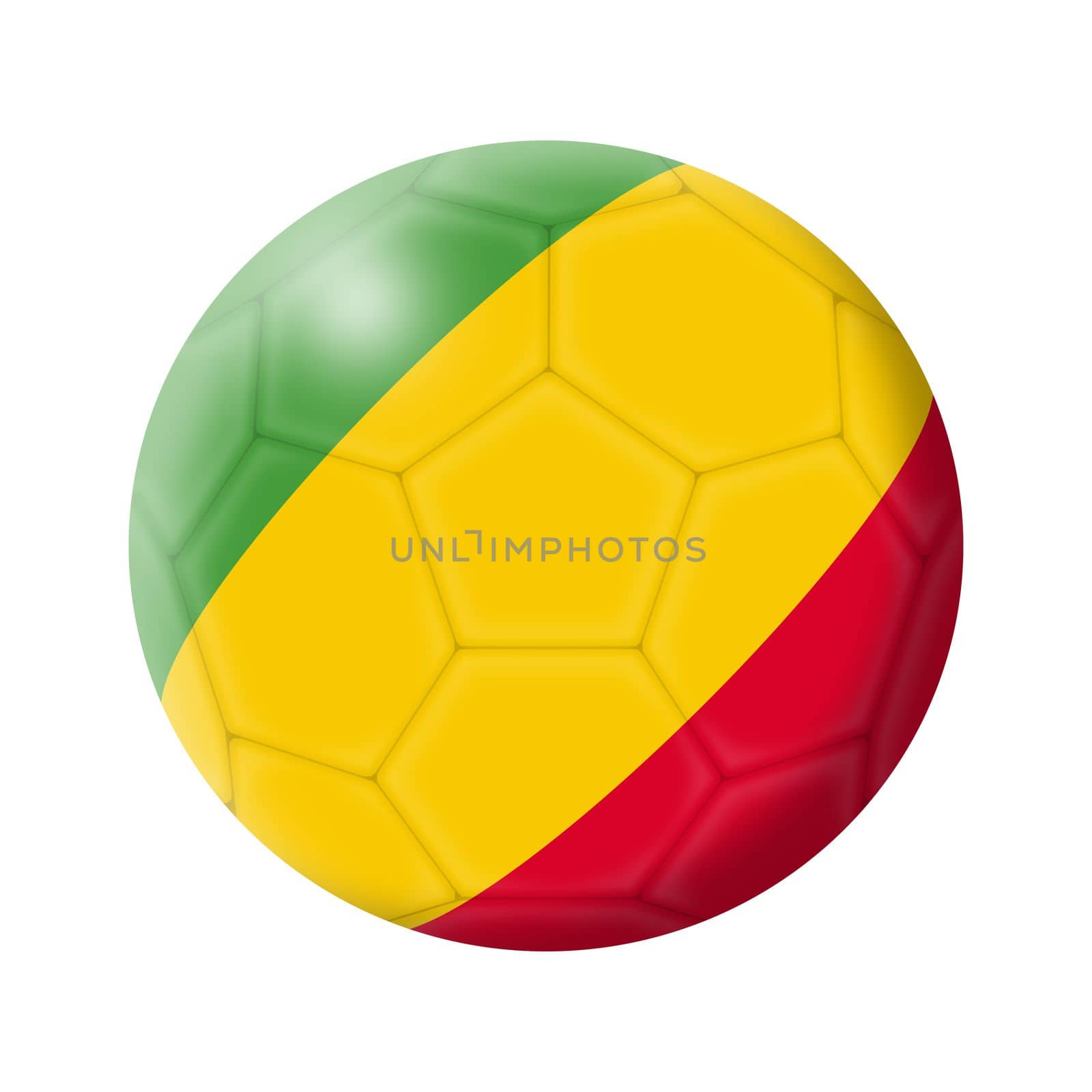 A Congo soccer ball football 3d illustration isolated on white with clipping path