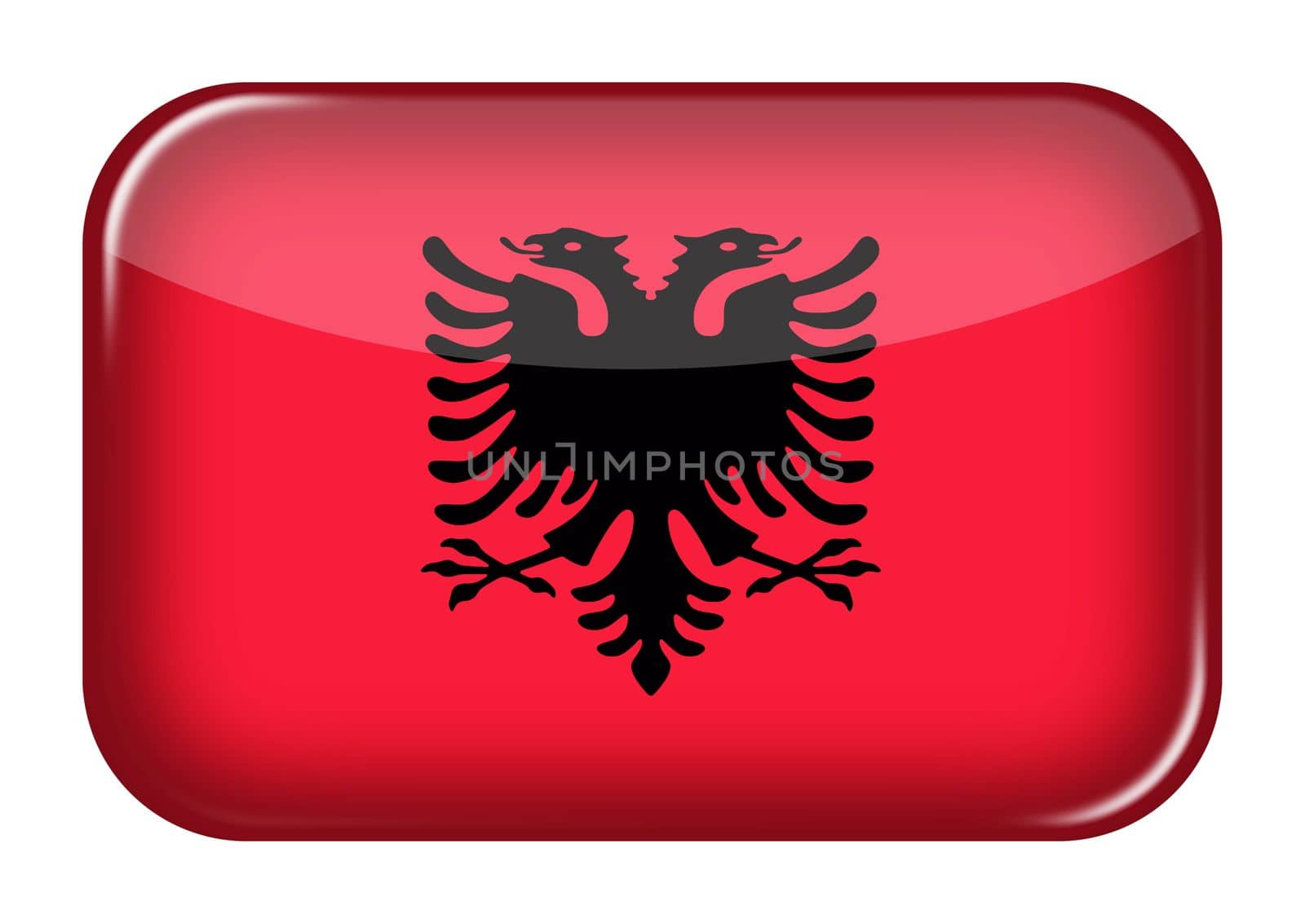 An Albania web icon rectangle button with clipping path 3d illustration