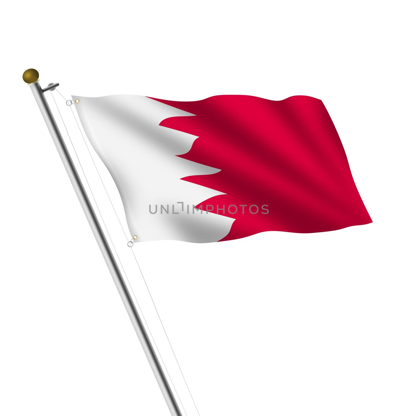 Bahrain Flagpole 3d illustration with clipping path by VivacityImages