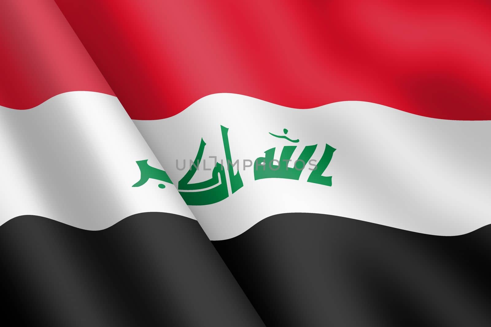 An Iraq waving flag 3d illustration wind ripple