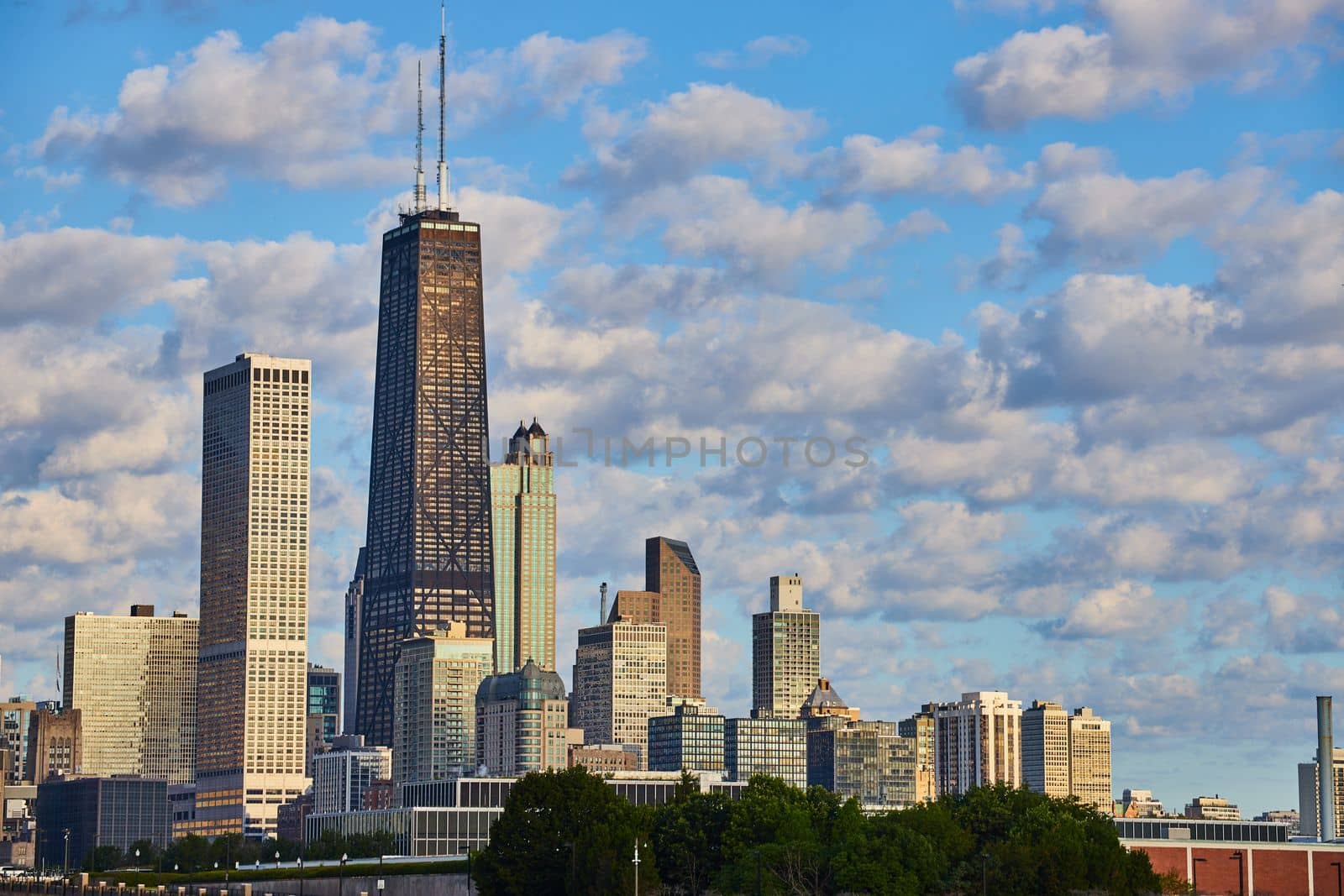 Image of Chicago skyline in morning light with John Hancock skyscraper