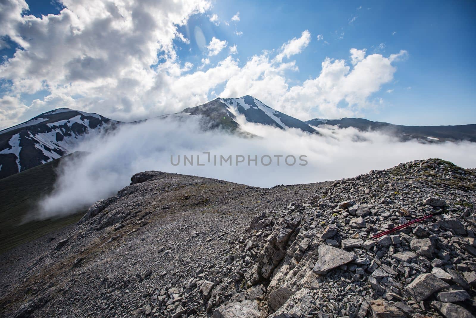 Fabulous magnificent view of Caucasus Mountains and sky. High quality photo