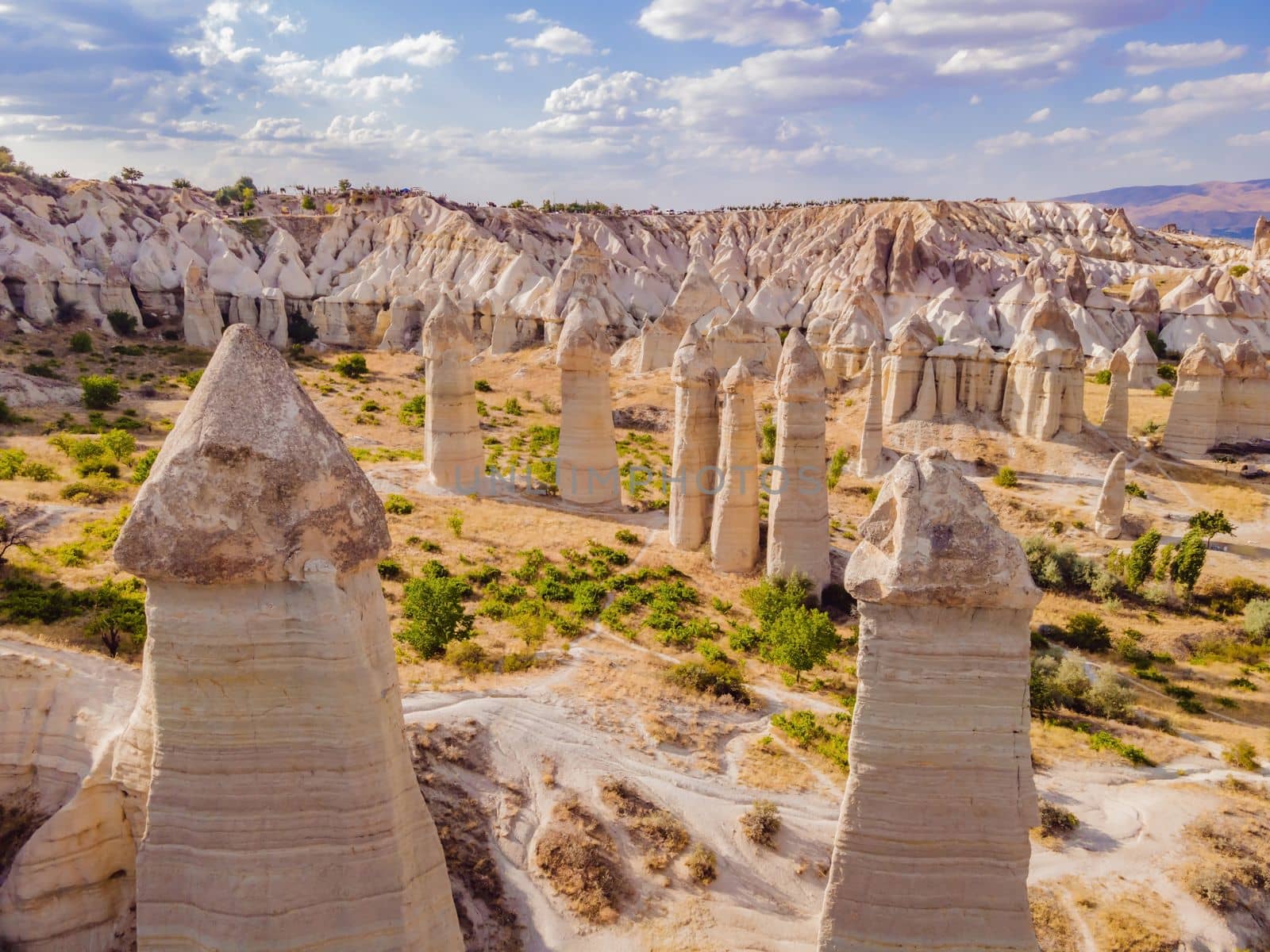 Unique geological formations in Love Valley in Cappadocia, popular travel destination in Turkey by galitskaya