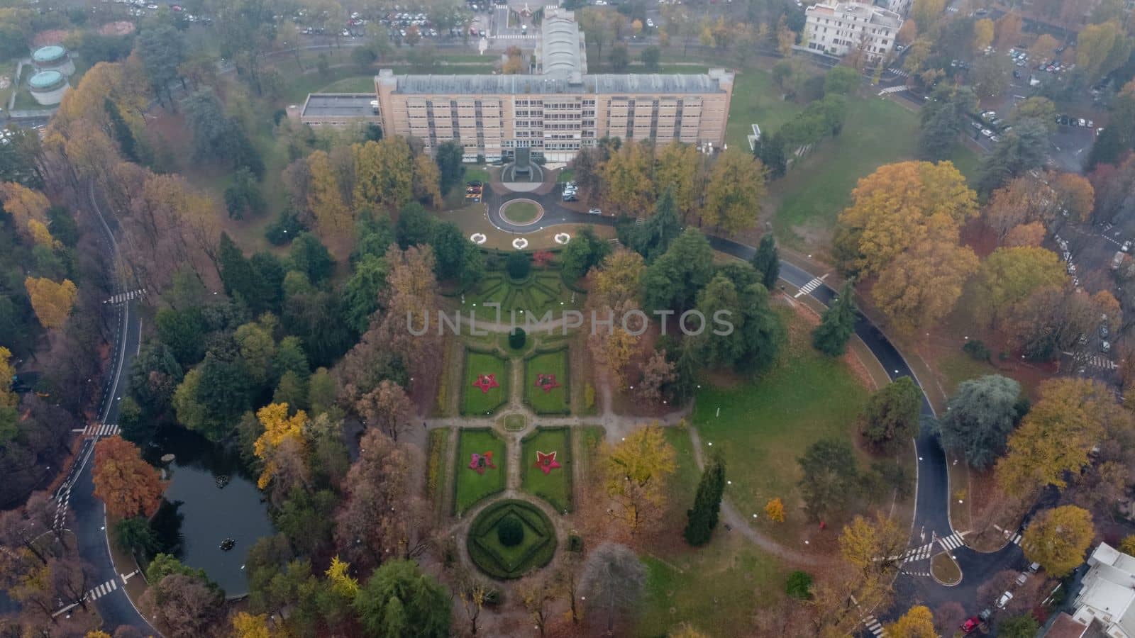 Salsomaggiore terme town oanorama drone view