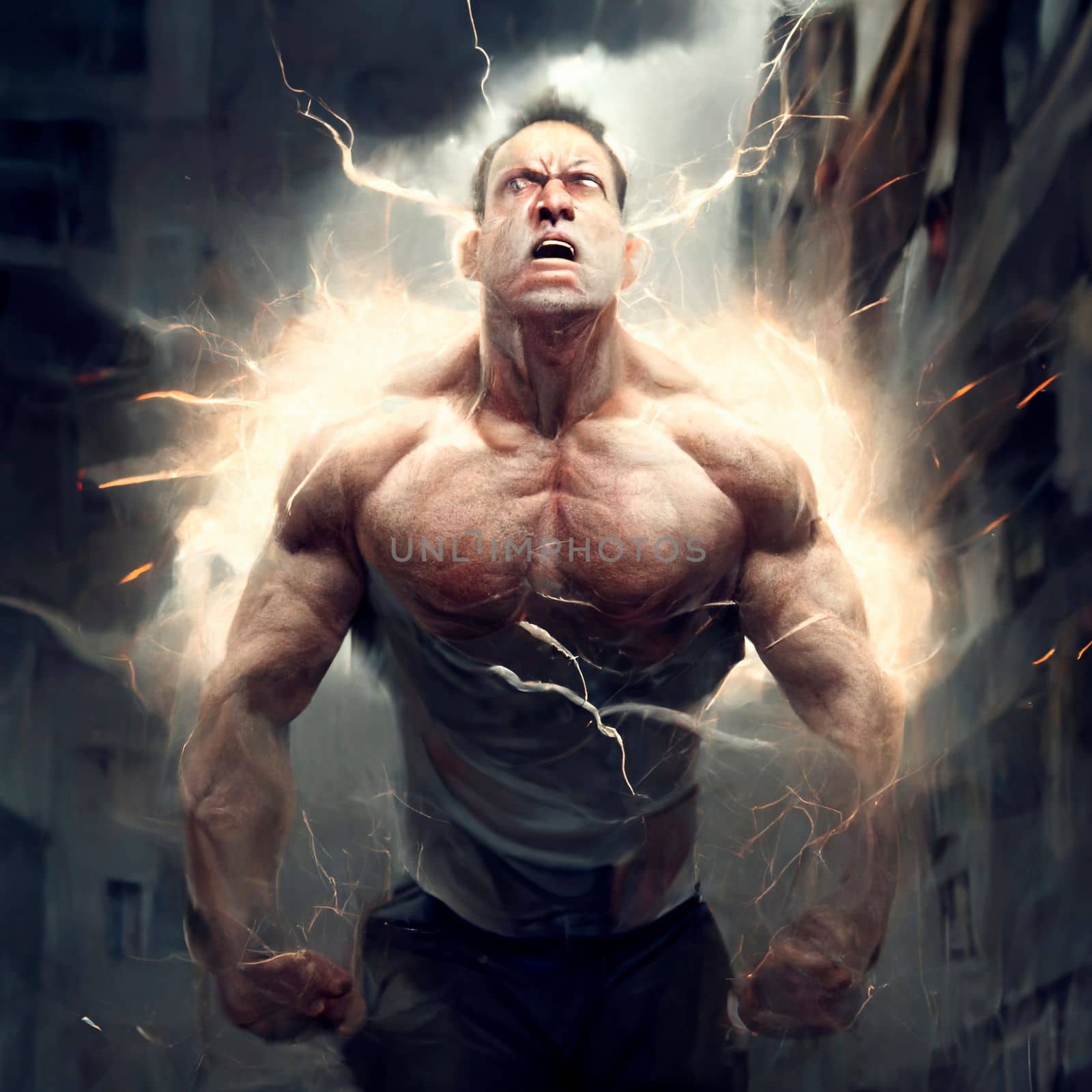 muscular man gaining strength and himself by NeuroSky