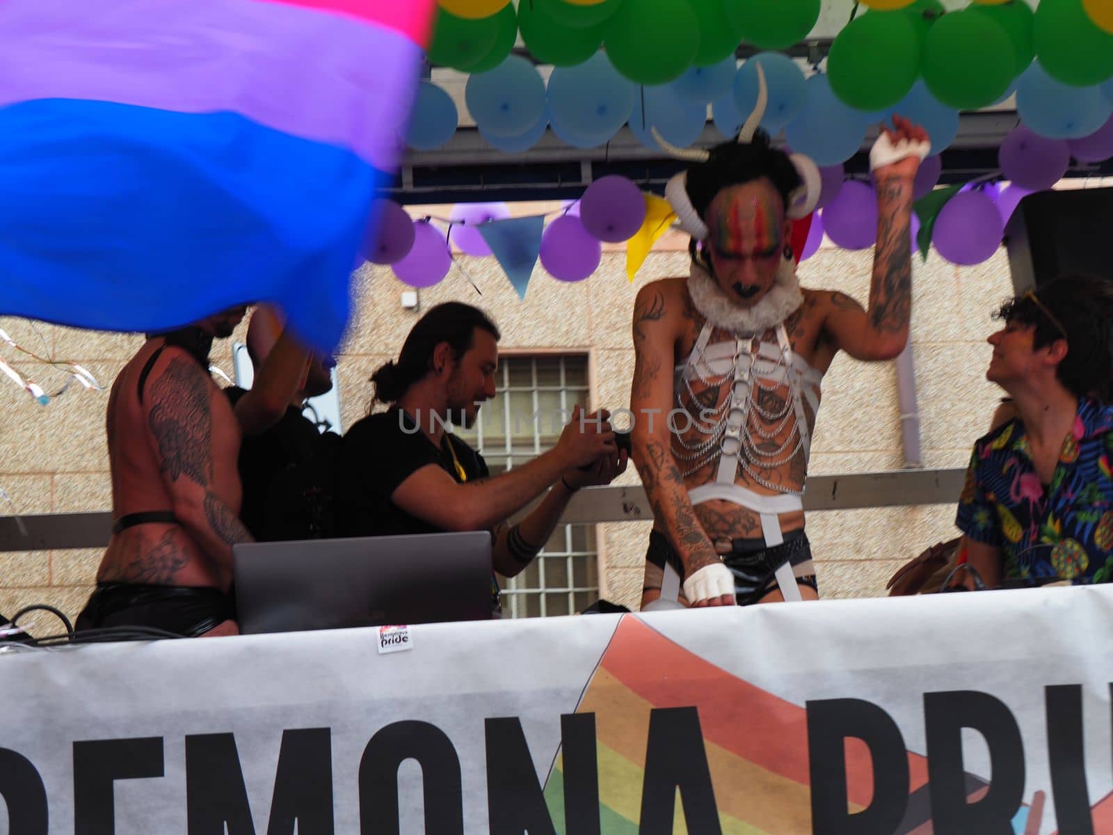 Cremona Pride, a rainbow city. The streets crowded with people celebrating on the day dedicated to claiming the rights of the LGBTQIA community.