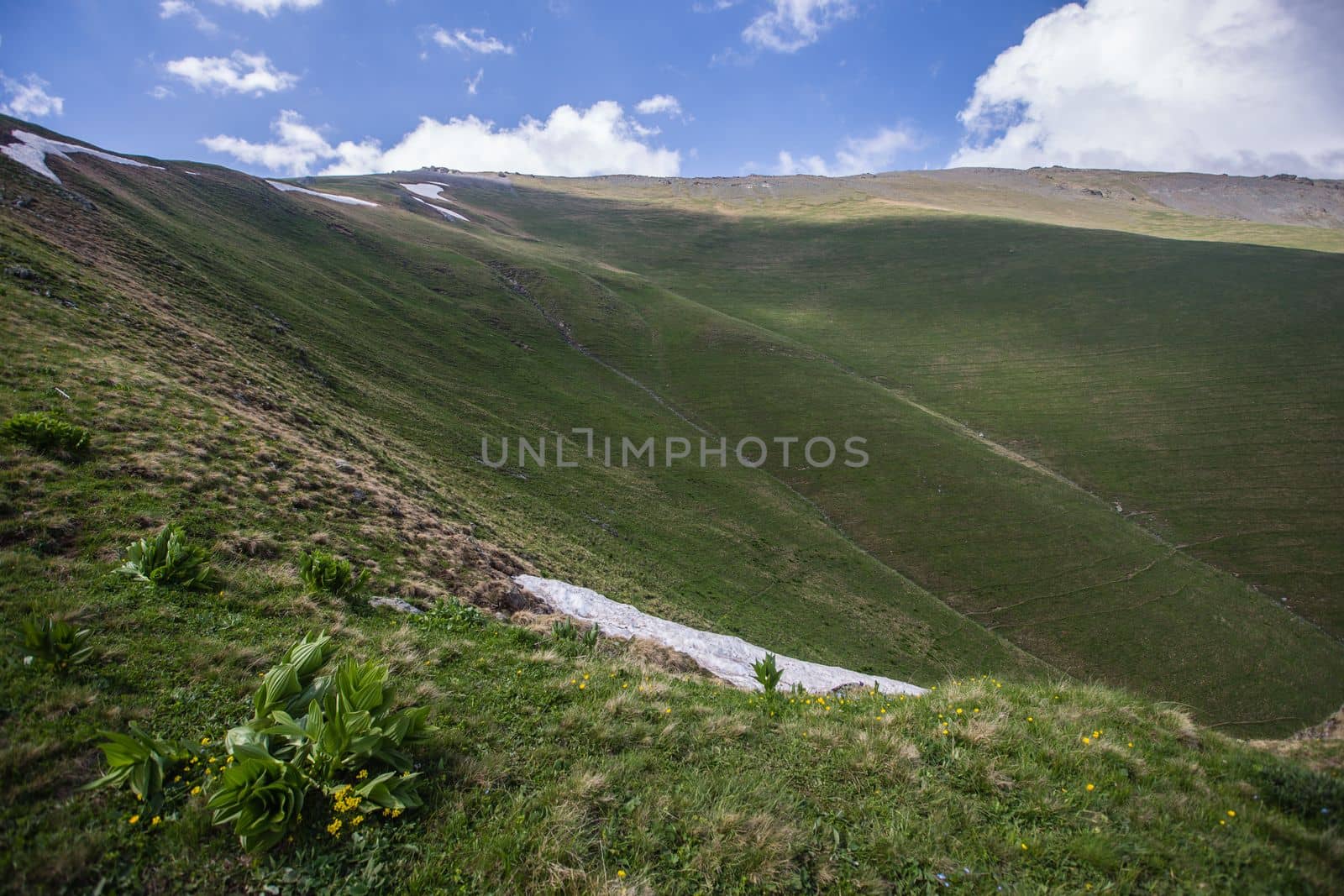 Fabulous magnificent view of Caucasus Mountains and sky. High quality photo