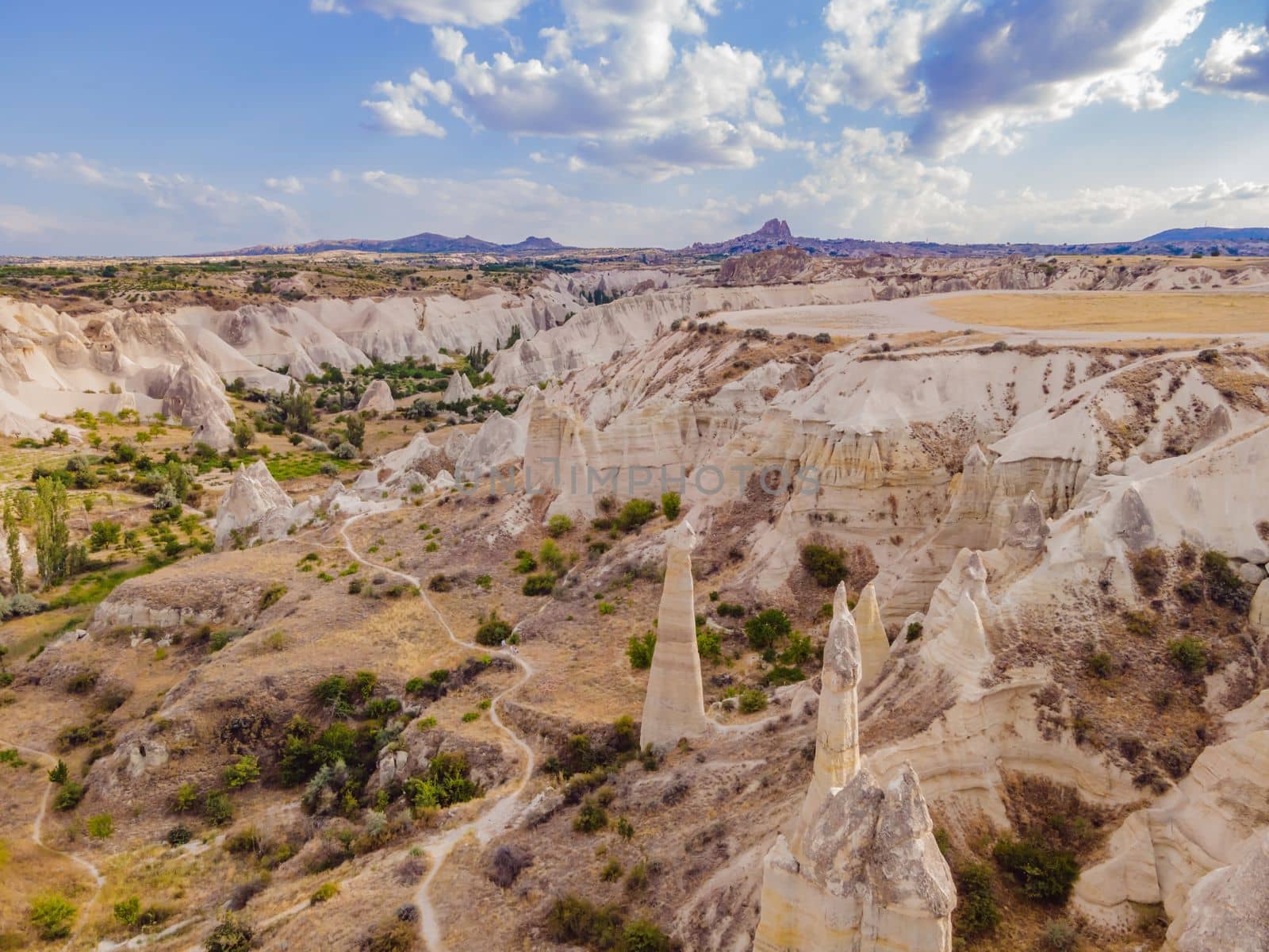 Unique geological formations in Love Valley in Cappadocia, popular travel destination in Turkey by galitskaya
