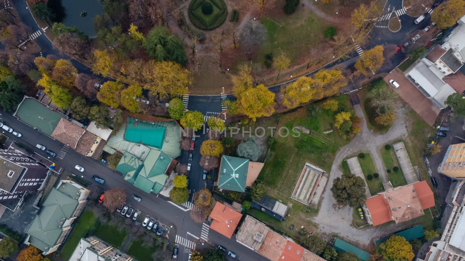 Salsomaggiore terme town oanorama drone view