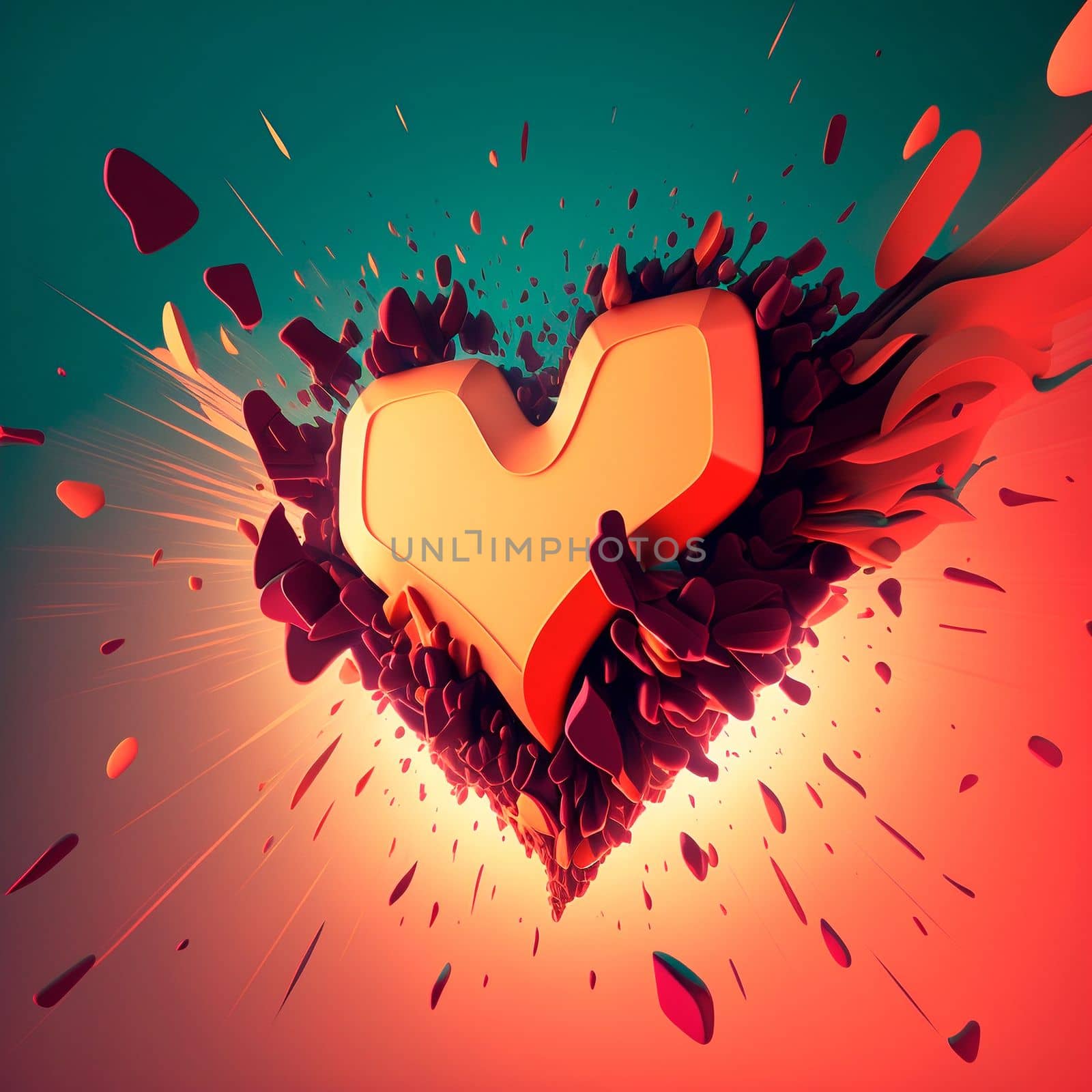 Abstract illustration of the heart against the background of an explosion of colors by NeuroSky