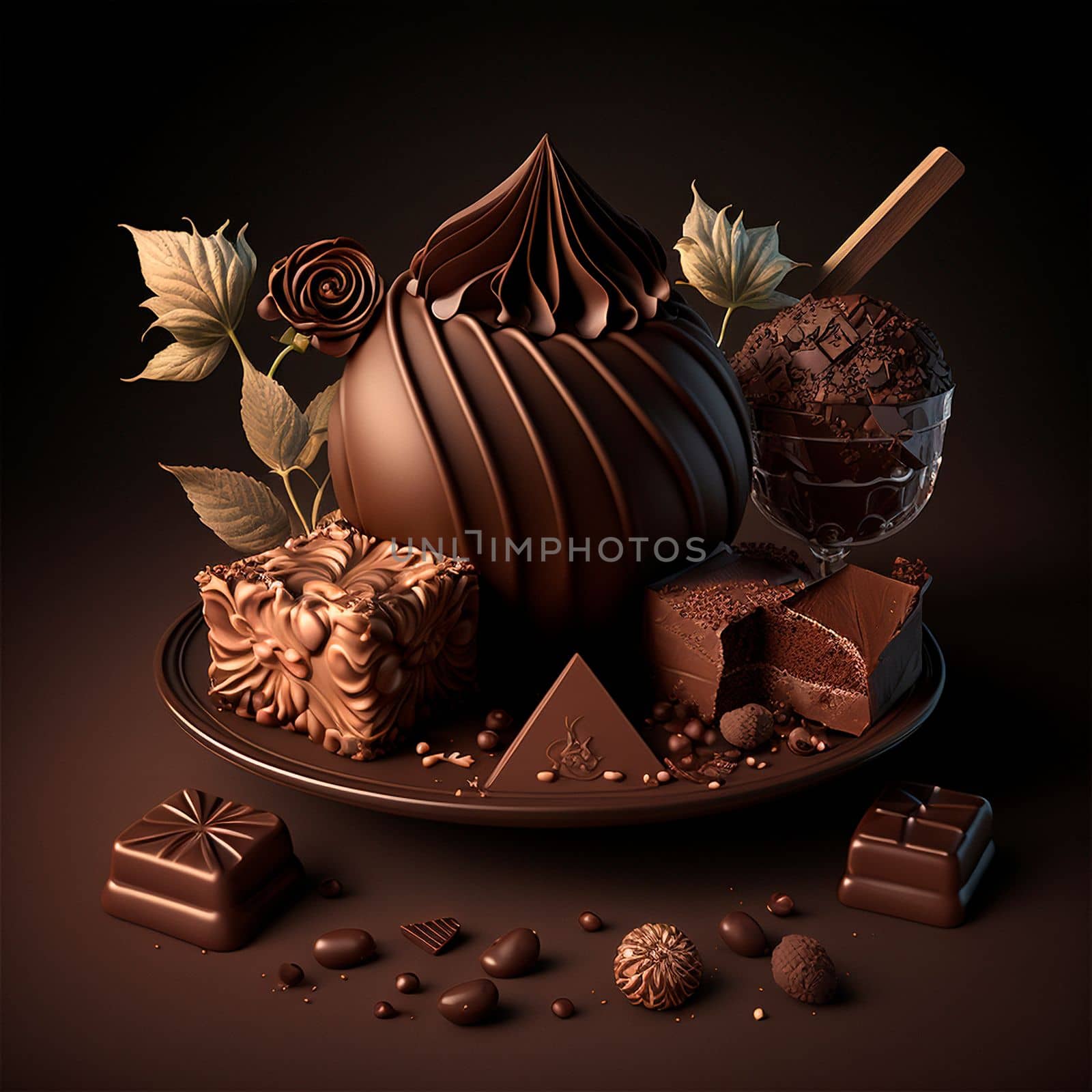 illustration of beautiful chocolate platter. High quality illustration