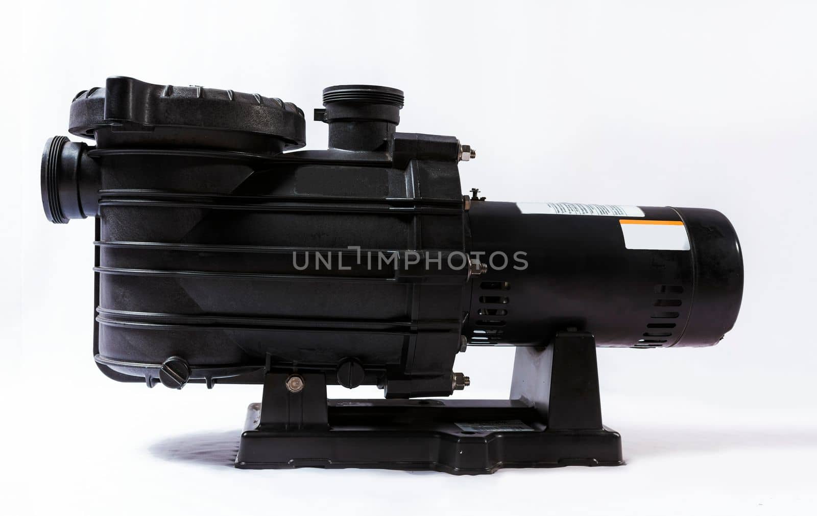 Sand filter pump for swimming pool on isolated background. Compressor for pool cleaning isolated, Electric pump for swimming pool on white background. Pool water pump on isolated background