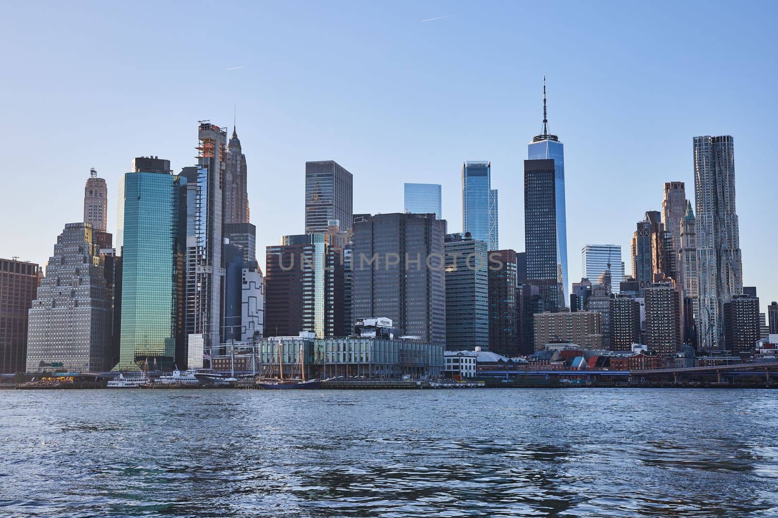 New York City skyline along water viewed from Brooklyn by njproductions