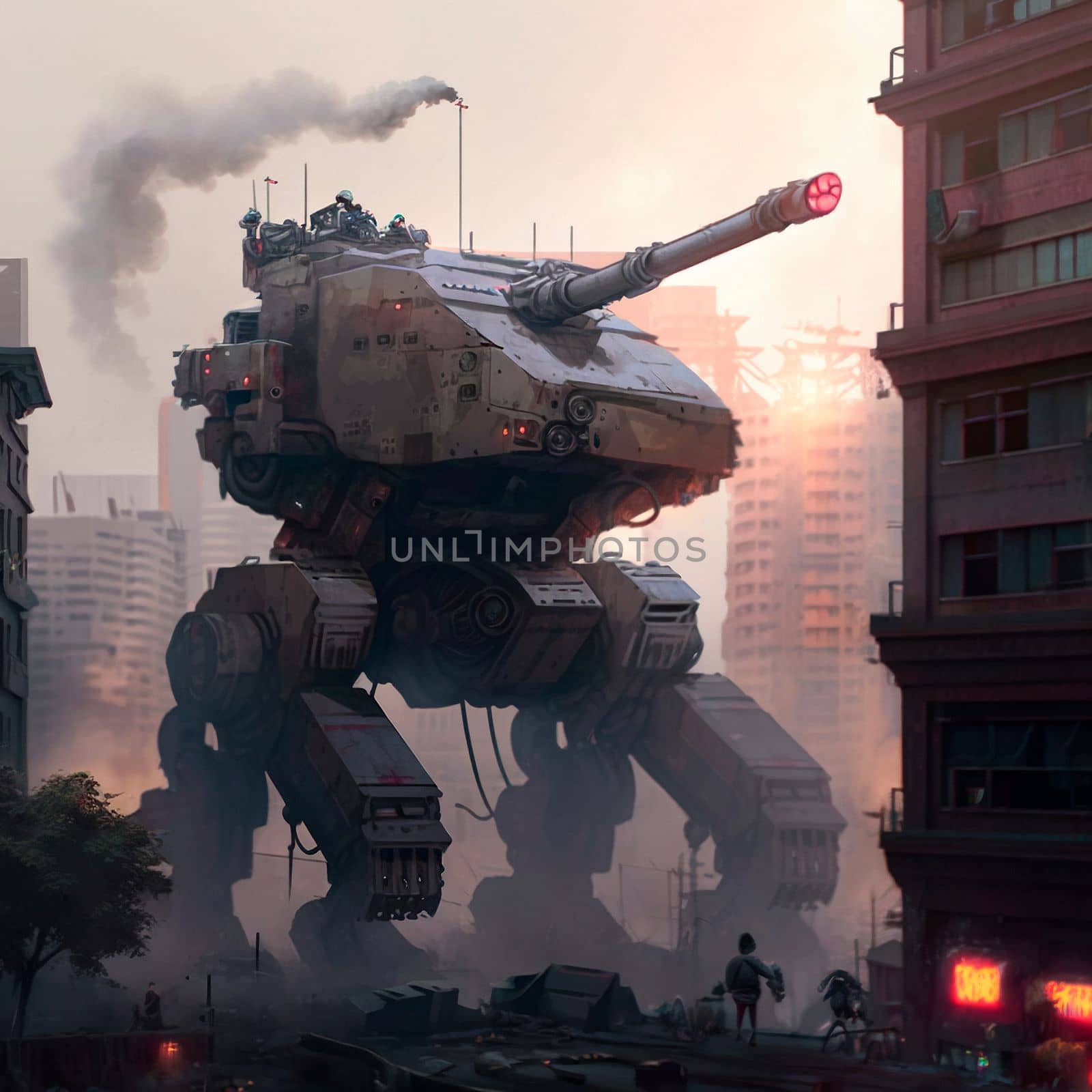 Huge robot tank. High quality illustration