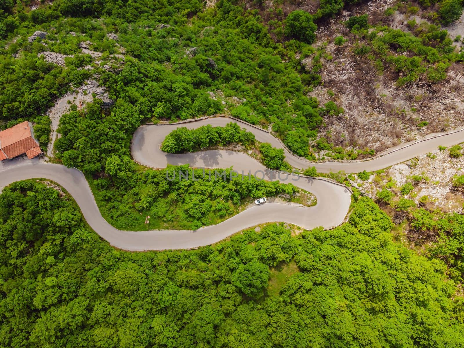 Aerial view on the serpentine in Montenegro by galitskaya