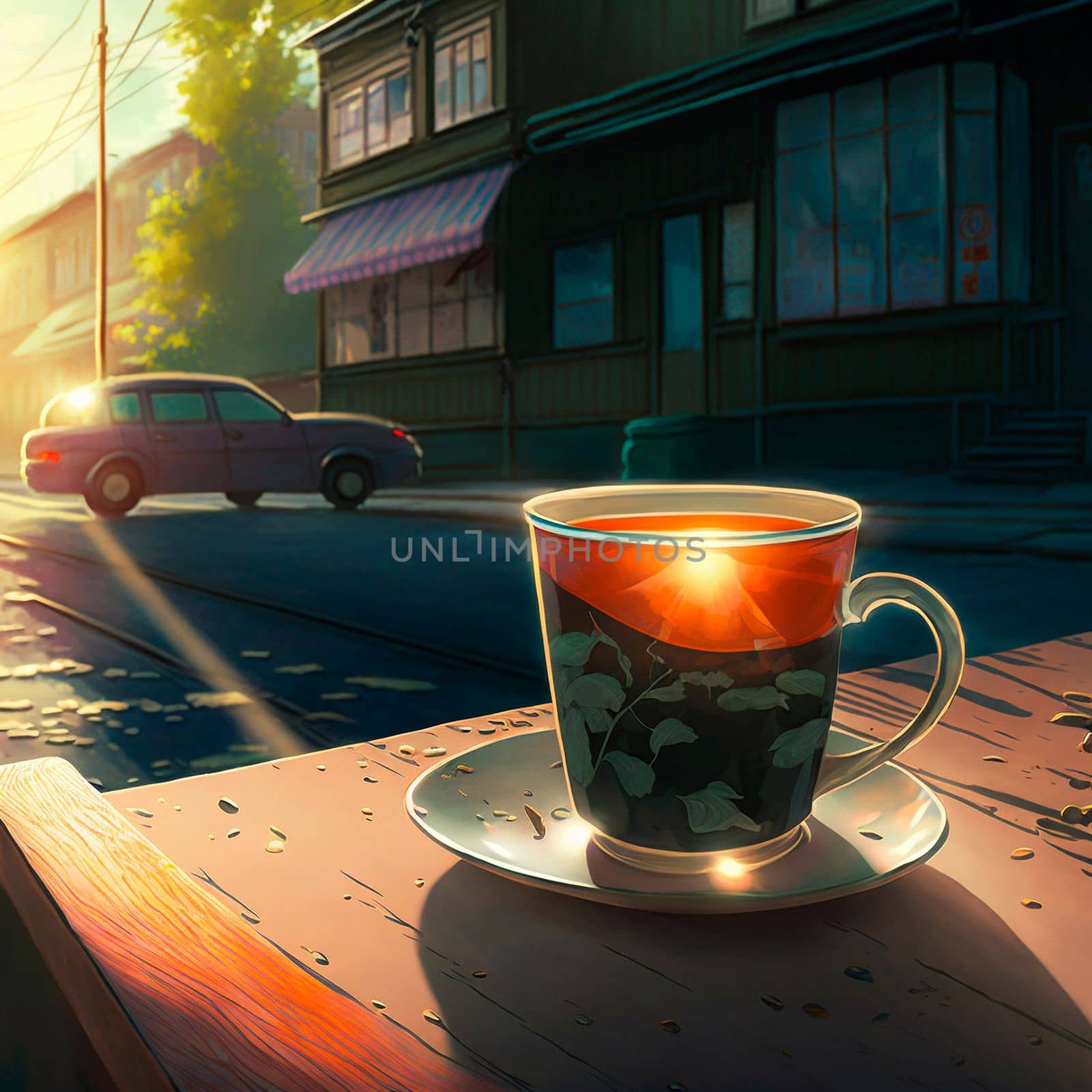 Morning cup of hot tea in anime style by NeuroSky