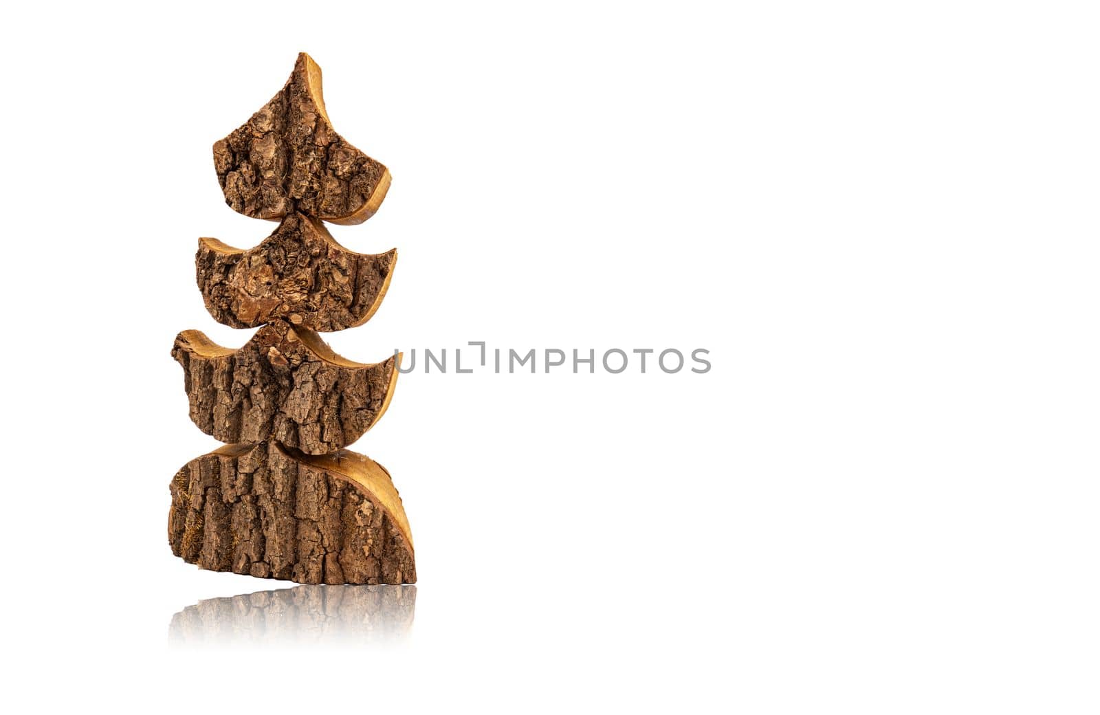 Postcard of a small wooden Christmas tree with space for your own message