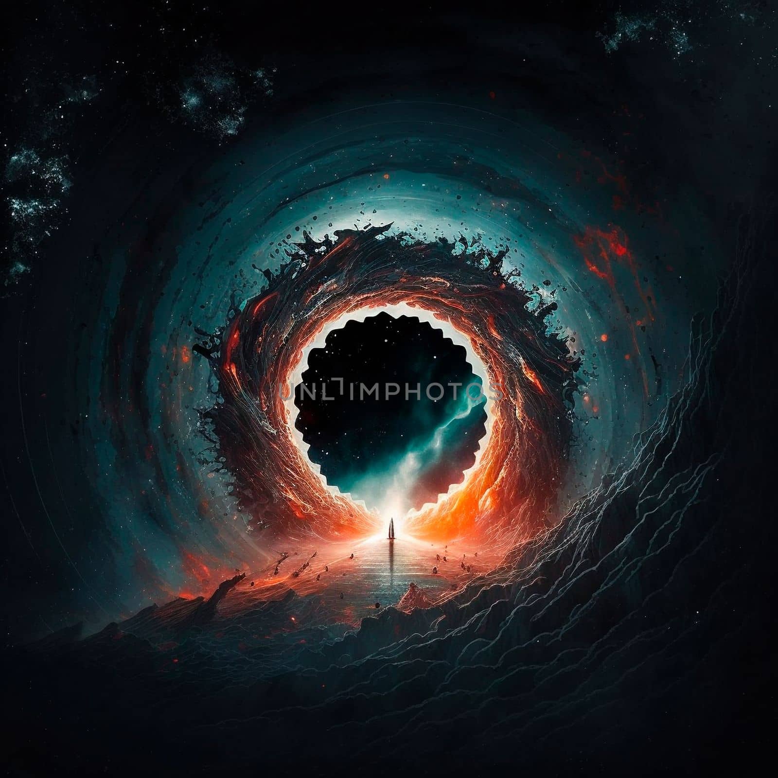 portal to another world, golden glow. High quality illustration