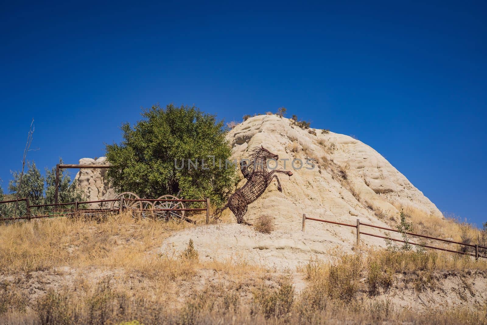 Unique geological formations in Love Valley in Cappadocia, popular travel destination in Turkey.