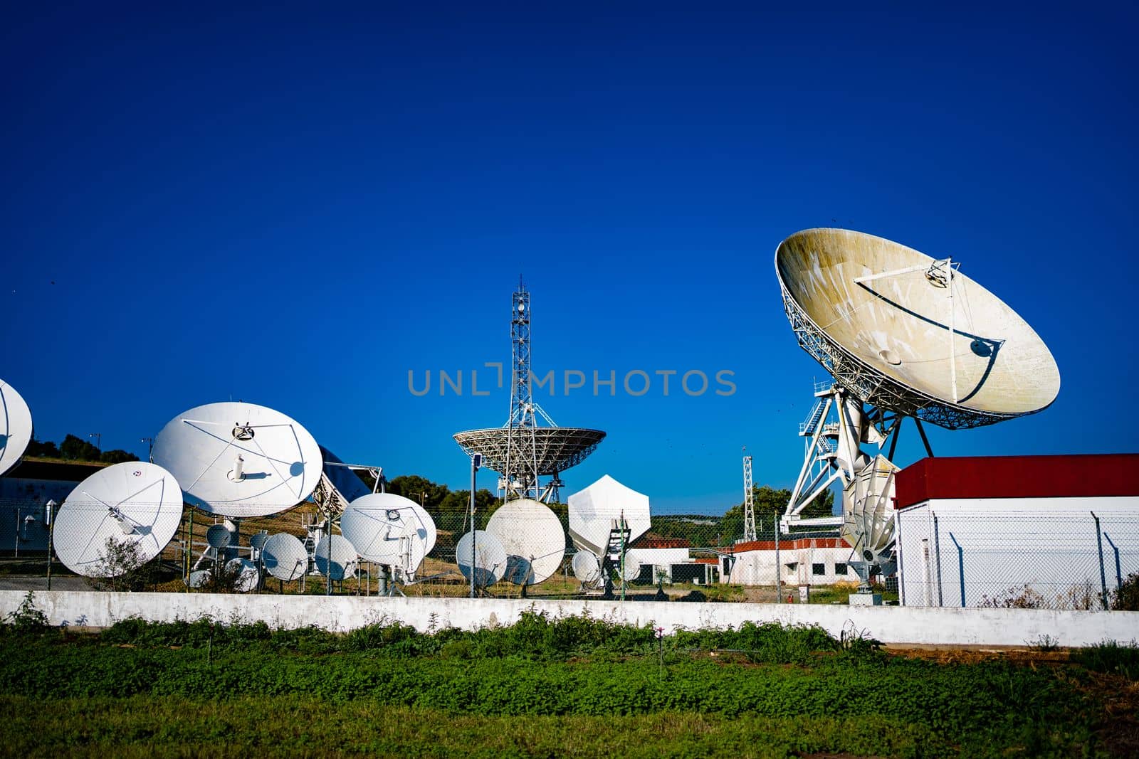 Earth based astronomical radio telescope. Radio telescopes used in science for space observation and distant objects exploring.